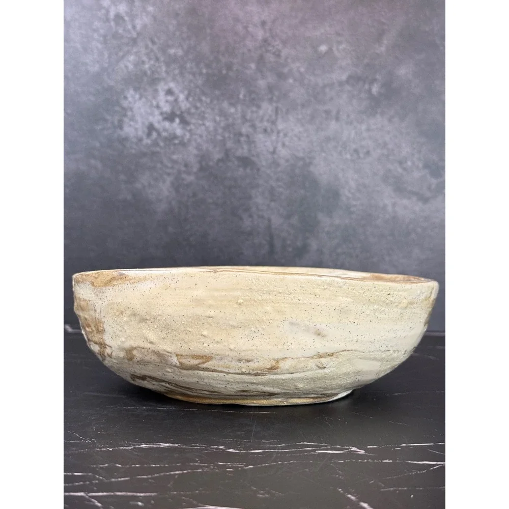 Vintage Handmade‎ Stoneware 2 Piece Bowl Set Rustic Heavy Signed Studio Pottery